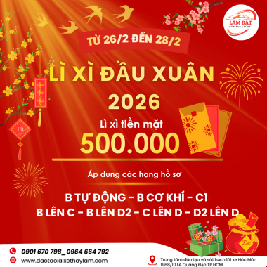 Lì Xì Đầu Năm khi đăng kí học lái xe