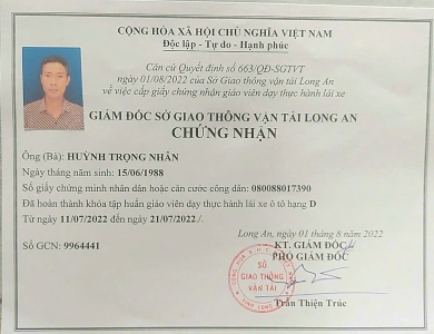 Chứng nhận giáo viên đào tạo các hạng tại Lâm Đạt