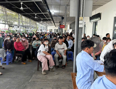 Hình ảnh học viên tập trung dự thi