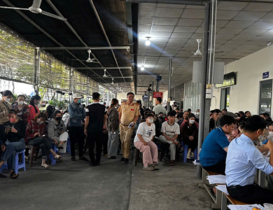 Hình ảnh học viên tập trung dự thi