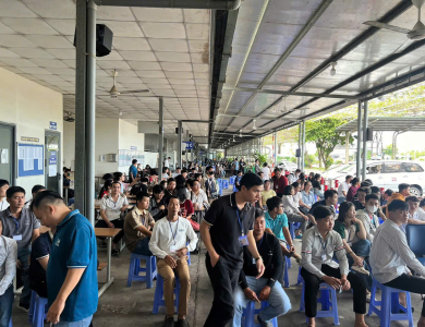 Hình ảnh học viên tập trung dự thi