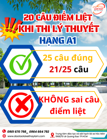 20 Câu Điểm Liệt Khi Thi A1 Bộ Đề Mới Nhất 