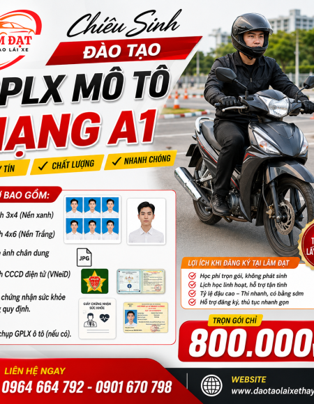 Chiêu sinh khóa đào tạo GPLX xe máy hạng A1 năm 2026