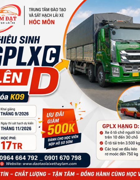 Nâng hạng GPLX C lên D
