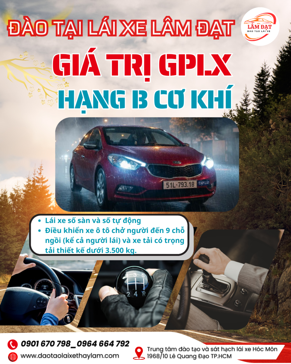 Giá trị GPLX hạng B cơ khí